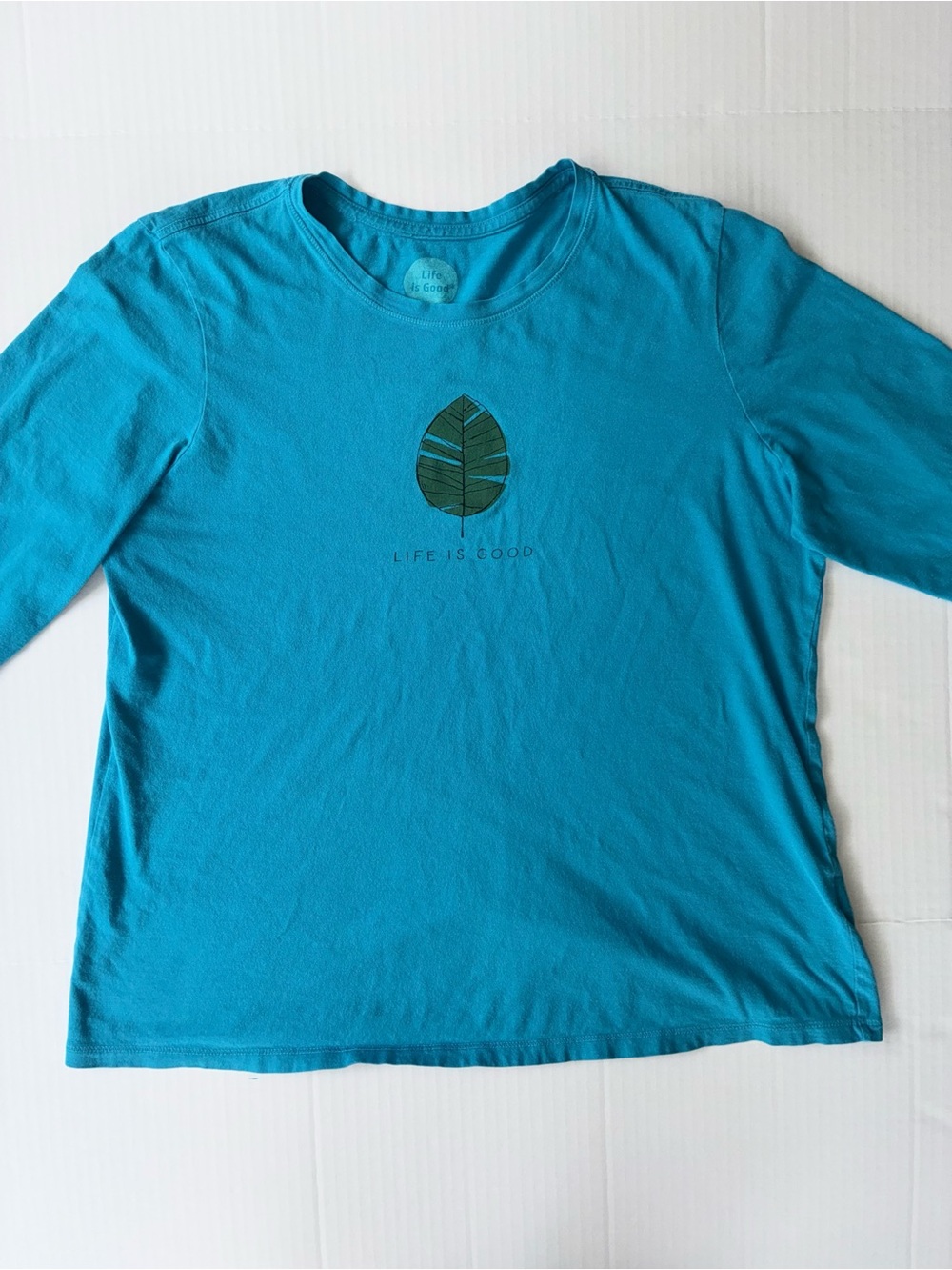 Life Is Good Women’s Blue Long Sleeve Cotton Classic Fit T-Shirt Size Large